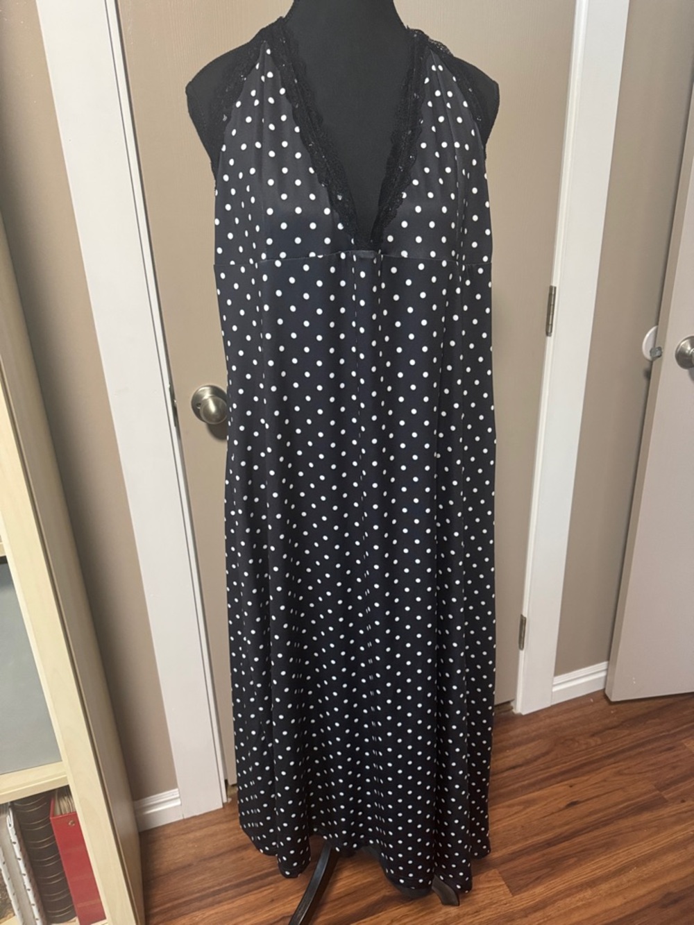 Peppermayo Black and White Polka Dot Halter Maxi Dress